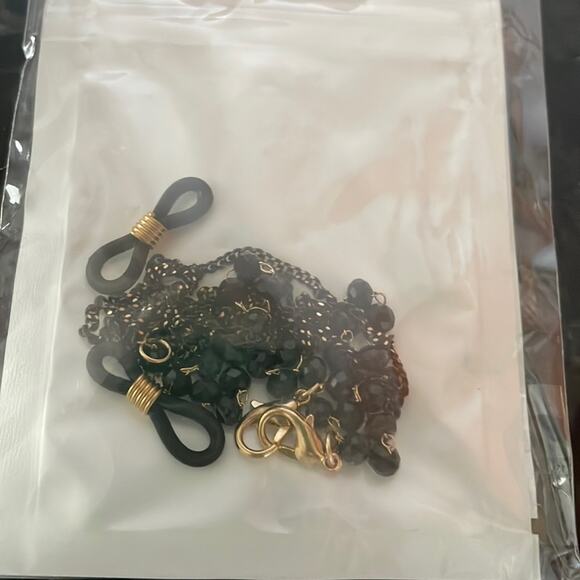 NWT black and gold beaded Sunglass or mask face lanyard - Picture 1 of 2
